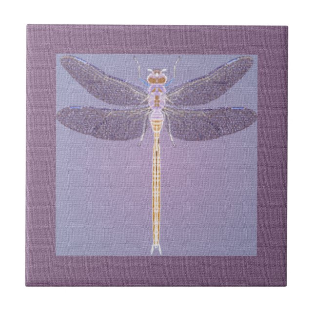 Violet Dragonfly Ceramic Tile (Front)