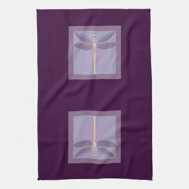 Violet Dragonfly Tea Towel (Vertical)