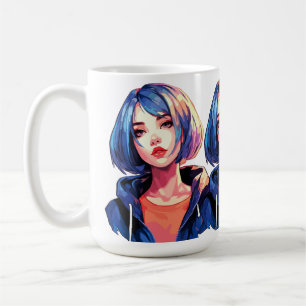 Violet Dream: Anime Girl in Stylish Attire Coffee Mug
