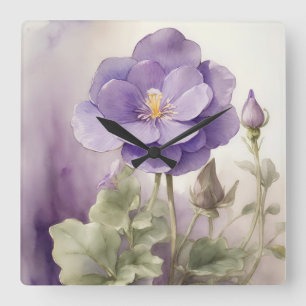 Violet Dreams Square Wall Clock