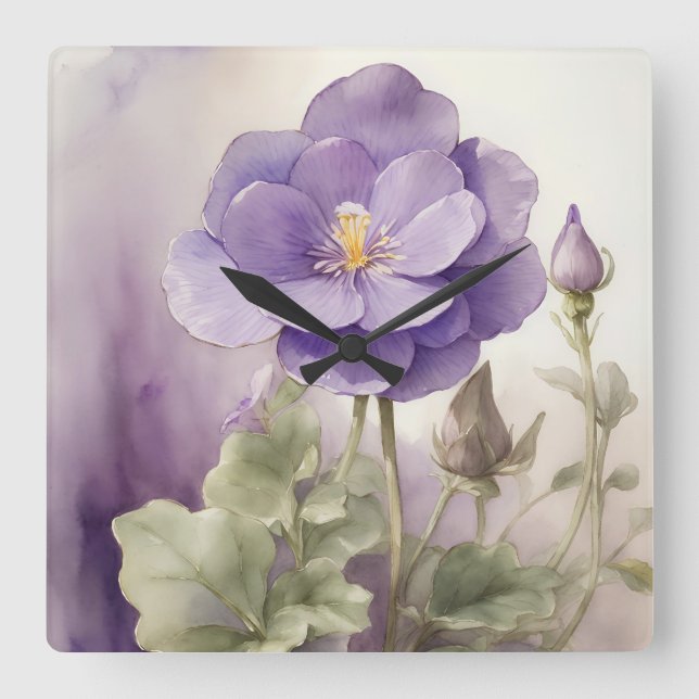 Violet Dreams Square Wall Clock (Front)