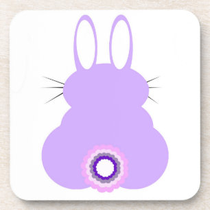 Violet Easter Bunny Hard Plastic Coasters