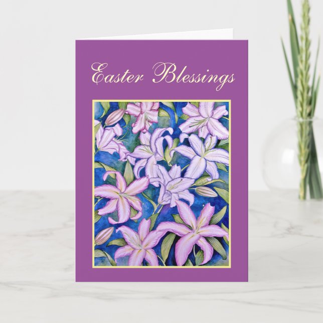 Violet Easter Lilies Holiday Card (Front)