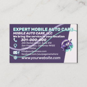 Violet Electric Auto Repair Car AC Custom Logo Business Card