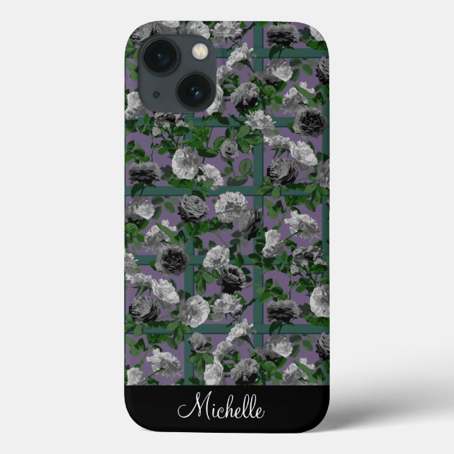 Violet Elegant Floral Roses   Case-Mate iPhone Case (Back)