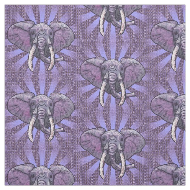 Violet Elephant Face Fabric (Swatch)
