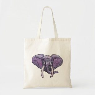 Violet Elephant Face Tote Bag
