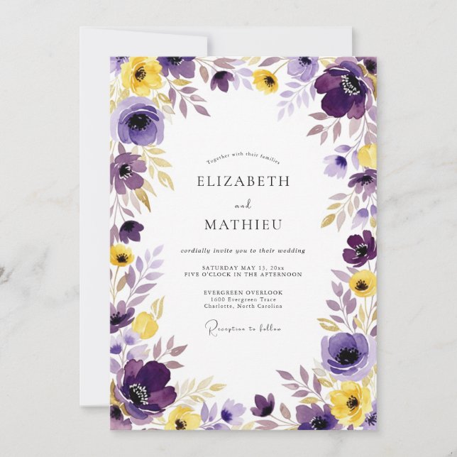 Violet Exuberant Spring Wedding Invitation (Front)