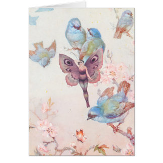 Violet Fairy Girl and Bluebirds