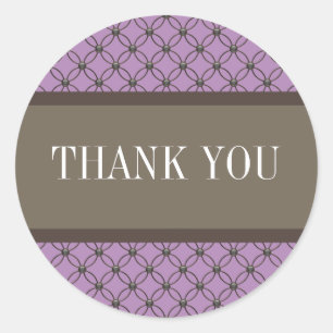 Violet Fancy Lattice Thank You Stickers