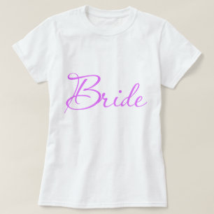Violet Fancy Script Bride   Bridal Party T-Shirt