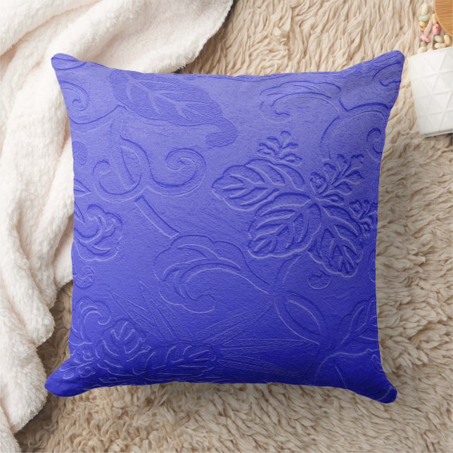 Violet Faux Embossed Leaves Pattern Cushion (Blanket)