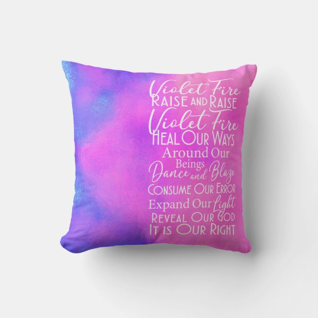 Violet Fire Inspirational Prayer Pruple Cushion (Front)