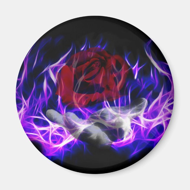 Violet flame rose and Gods hand Magnet (Front)