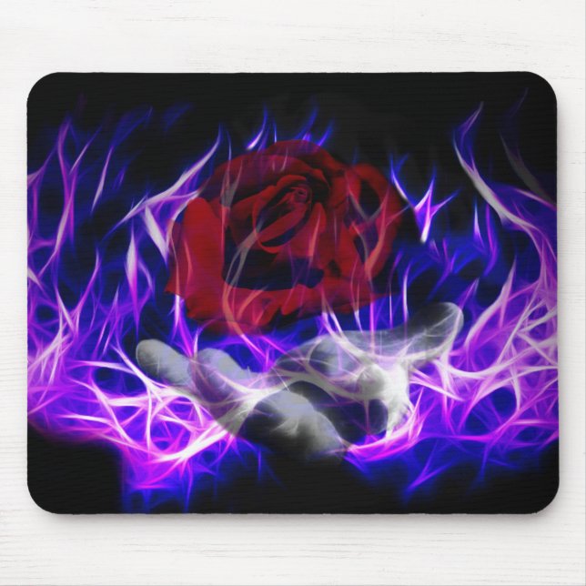 Violet flame rose and Gods hand Mouse Pad (Front)