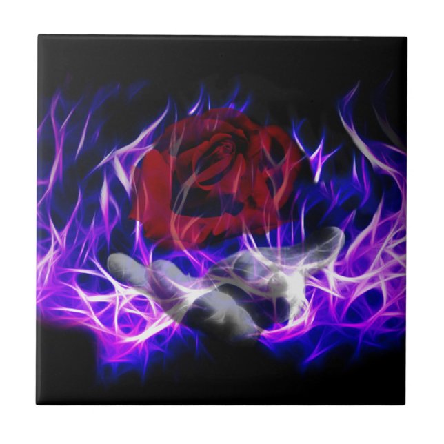 Violet flame rose and Gods hand Tile (Front)