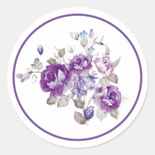 Violet Flor Classic Round Sticker