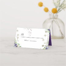 Violet Floral and Travel Themed Wedding Invitation