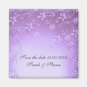 Violet Floral Art Save date Magnet