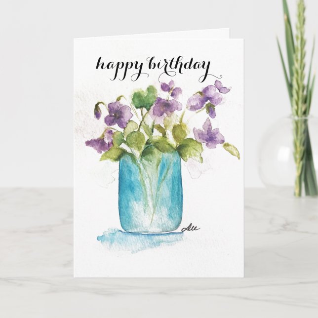 Violet Floral Birthday Card (Front)