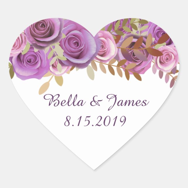 Violet Floral Boho Heart Sticker (Front)