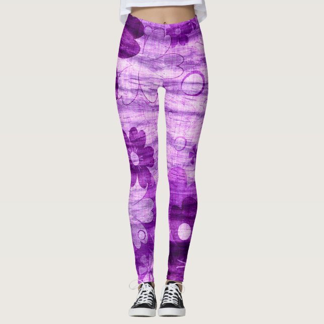 Violet Floral Leggings (Front)