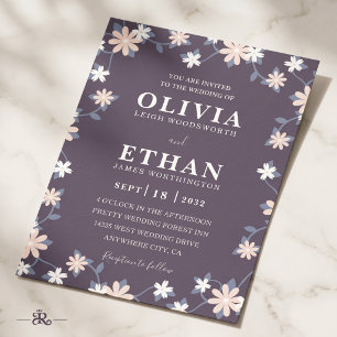 Violet Floral Minimalist Wildflower Graphic Invitation
