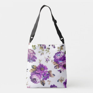 Violet Floral Pattern Crossbody Bag