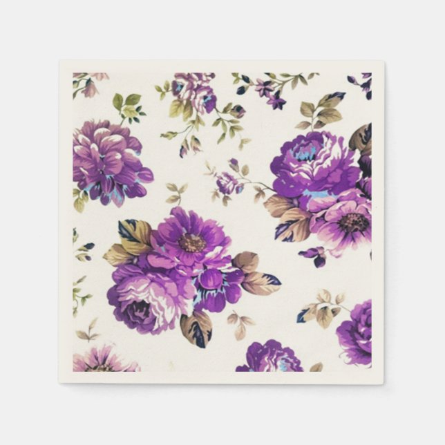 Violet Floral Pattern Napkin (Front)
