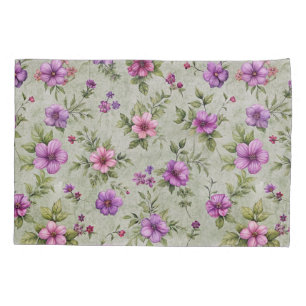Violet Floral Pattern Pillowcase