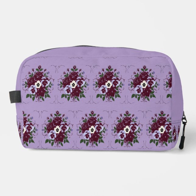 Violet Floral Toiletry Kit Dopp Kit (Front)