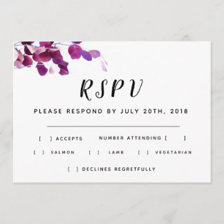 Violet Floral Wedding RSPV Invitation