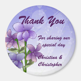 Violet Floral Wedding Thank You Bomboniere Magnet