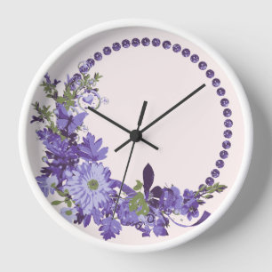 Violet Florals   Clock