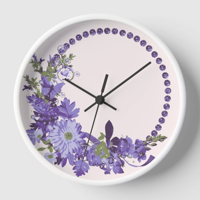 Violet Florals   Clock (Front)