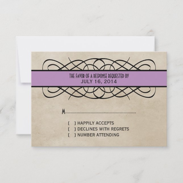 Violet Flourish Border Response Card (Front)