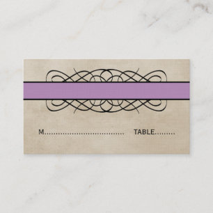 Violet Flourish Border Wedding Place Card