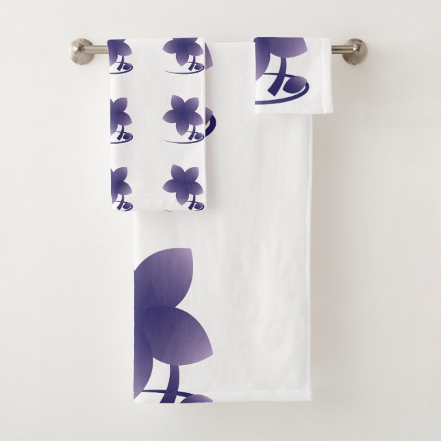 Violet flower bath towel set (Insitu)