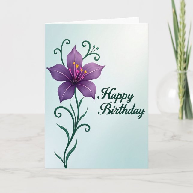 Violet Flower Birthday Card (Front)