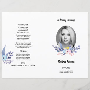 VIOLET FLOWER   Funeral Program Template
