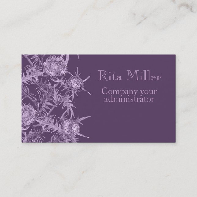 violet flower pattern business card (Front)
