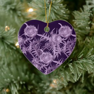 violet flower pattern ceramic ornament