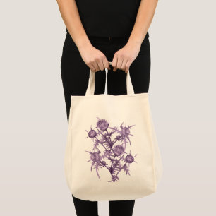 violet flower pattern tote bag