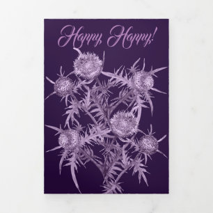 violet flower pattern Tri-Fold holiday card