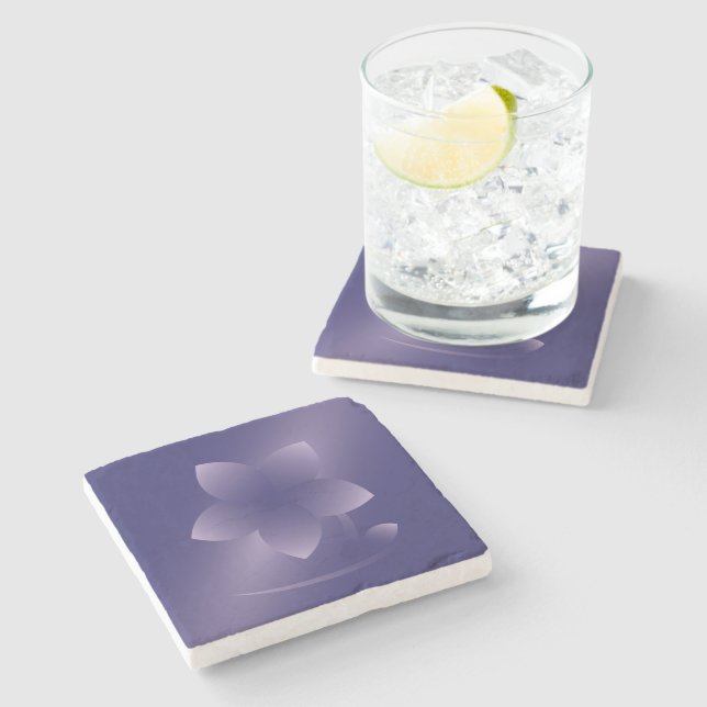 Violet flower stone coaster (Side)