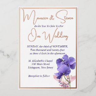 Violet Flowers Elegant White Wedding