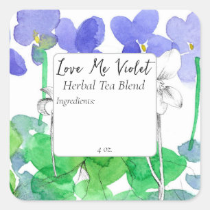 Violet Flowers Herbal Tea Blend Blank Square Sticker
