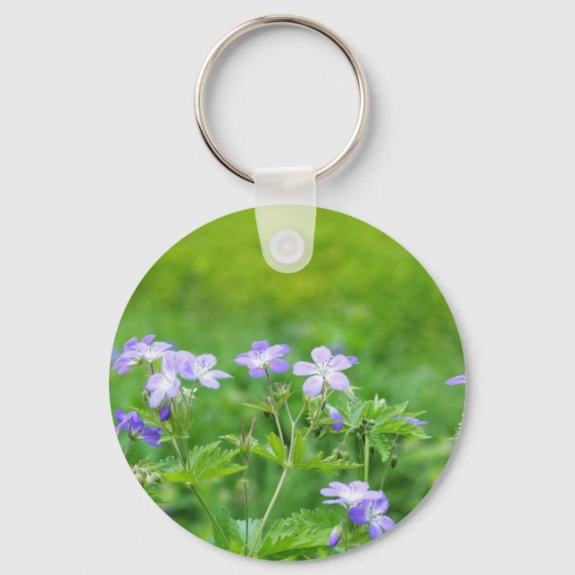 Violet flowers in the field key ring (Front)