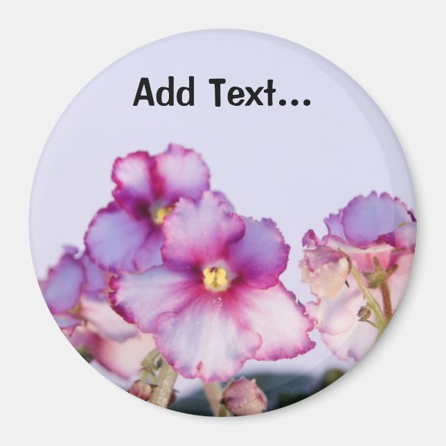 Violet Flowers Large, 3 Inch Round Magnet (Front)
