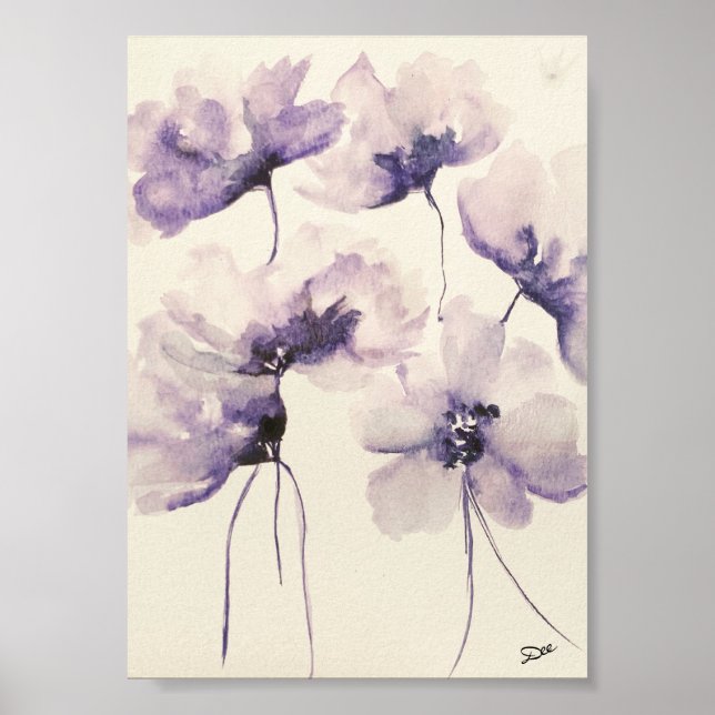  Violet Flowers Premium 5x7 Canvas Gloss Poster (Front)